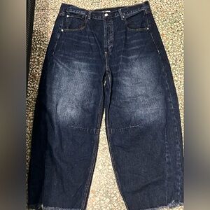 Fashion Nova Dark Blue Denim Barrel Jeans size 14